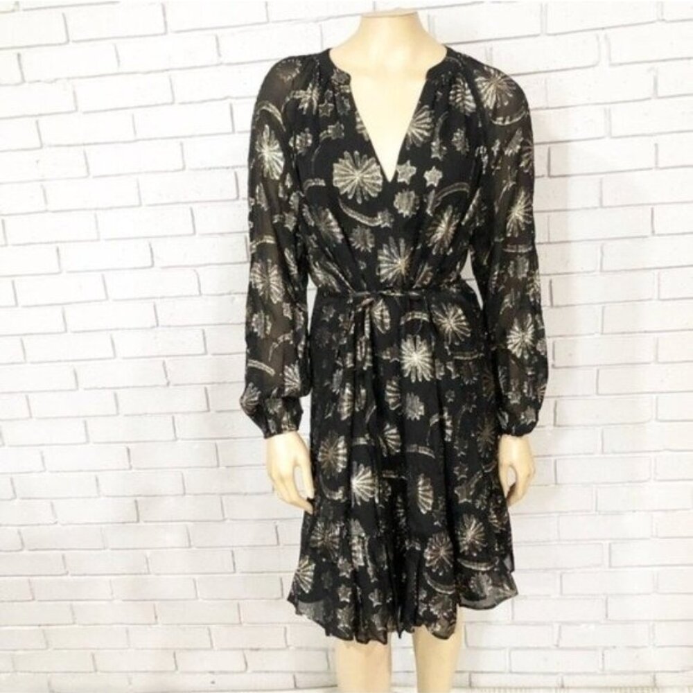 Boden Metallic Swing “Firework Jacquard” Party Dress — NWT / With Belt • Size 10